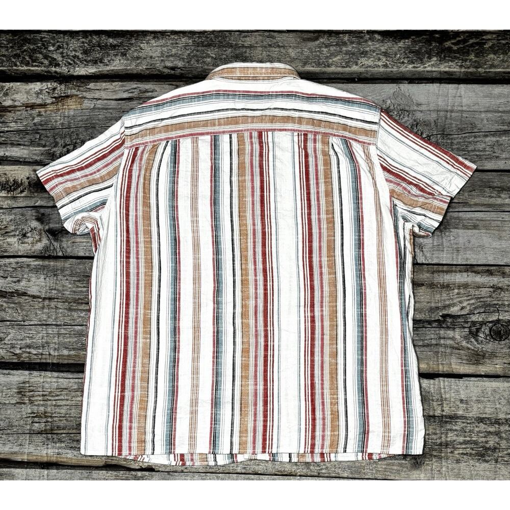 American Eagle Men's Button Down Shirt Striped Short Sleeve Cotton Size 2XL - Picture 6 of 6
